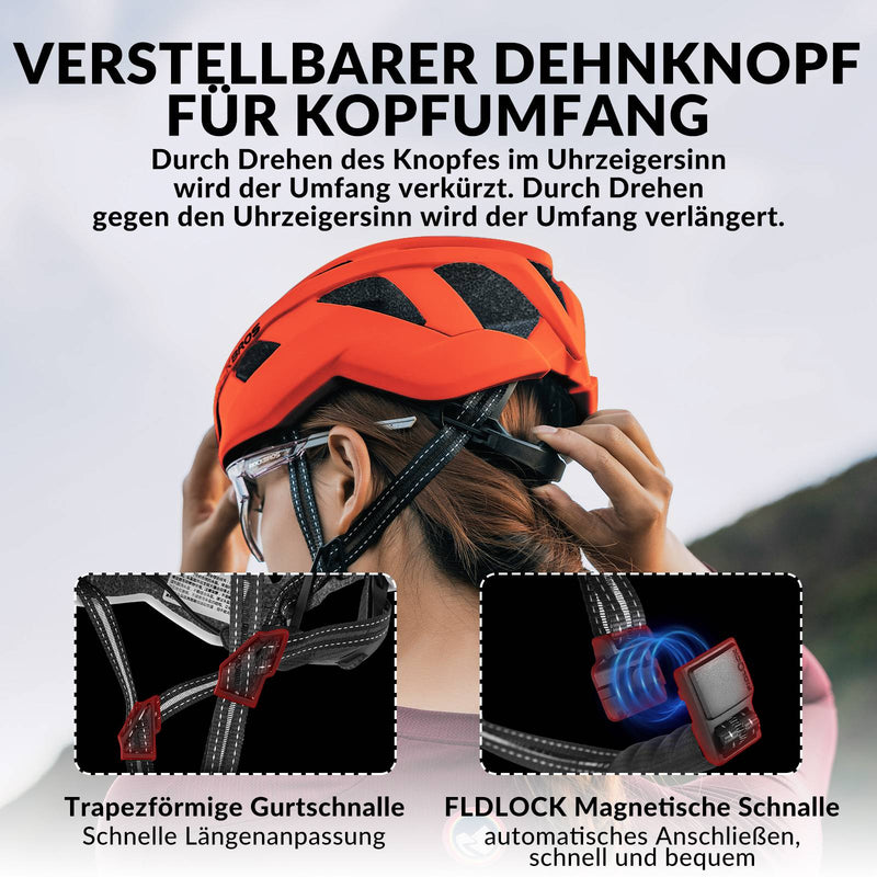 Laden Sie das Bild in Galerie -Viewer, ROCKBROS Fahrradhelm Integrierter Cityhelm für Einsteiger - Unisex Orange-glänzend
