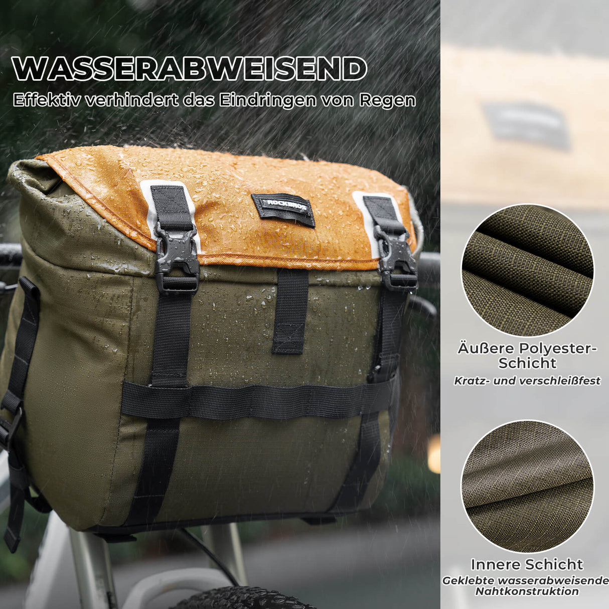 ROCKBROS Fahrradtasche Lenkertasche – 13,5–24 L Volumen