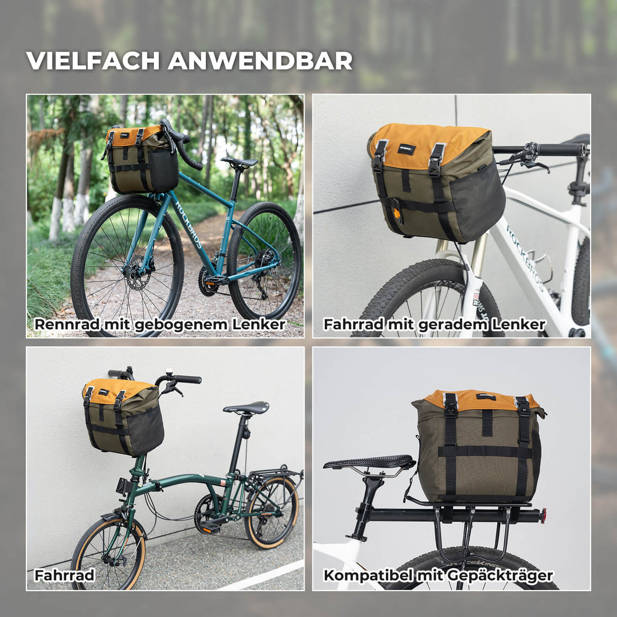 ROCKBROS Fahrradtasche Lenkertasche – 13,5–24 L Volumen