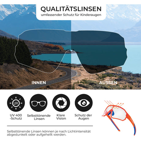 ROCKBROS Kinder Fahrradbrille UV400-Schutz Selbsttönend Sonnenbrille - ROCKBROS-EU
