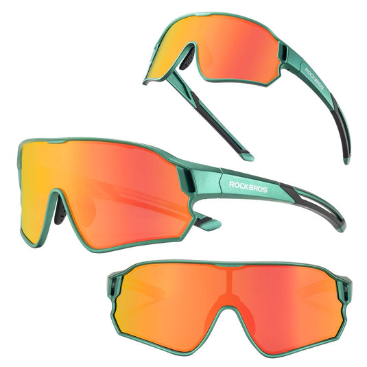 ROCKBROS Kinder Fahrradbrille UV400-Schutz Polarisierte Sonnenbrille Olivgrün