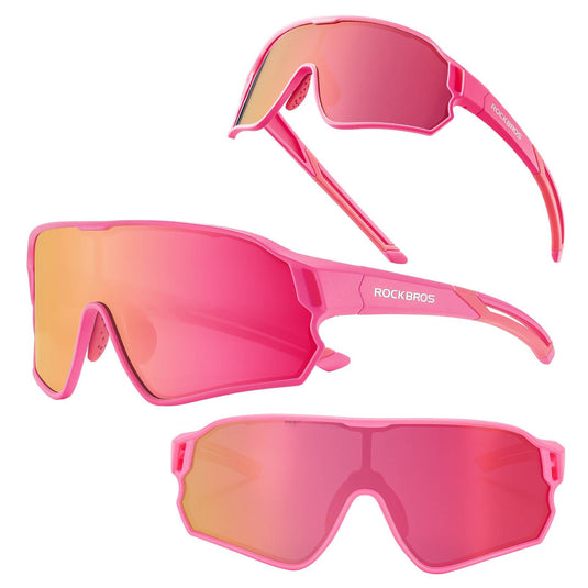 ROCKBROS Kinder Fahrradbrille UV400-Schutz Polarisierte Sonnenbrille Rosa