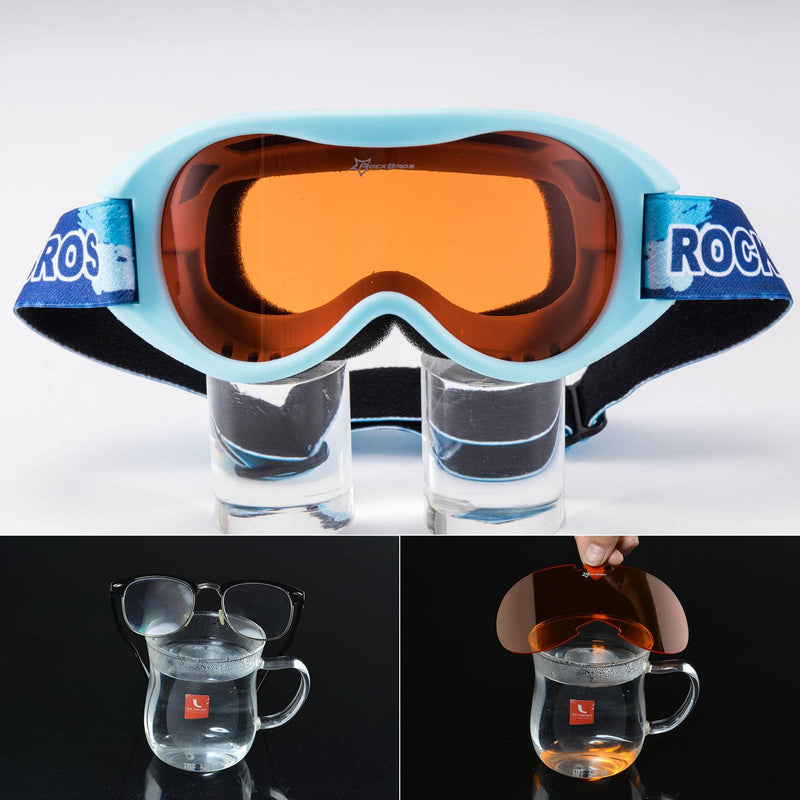 Laden Sie das Bild in Galerie -Viewer, ROCKBROS Kinder Skibrille 100 % UV-Schutz winddicht Ski Schutzbrille Blau
