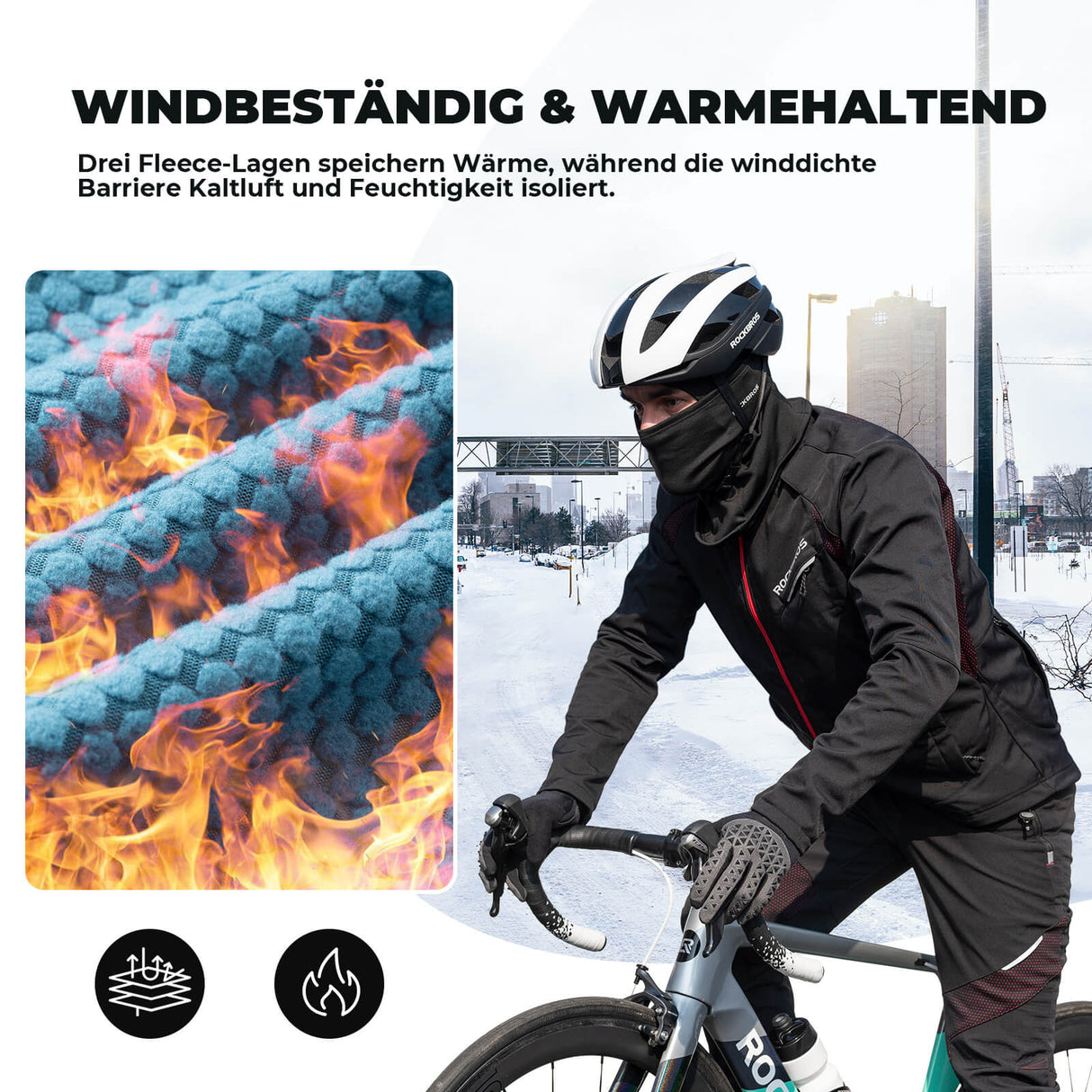 ROCKBROS Lange Fahrradhose Herren Winter Radhose Winddicht Warm - ROCKBROS-EU