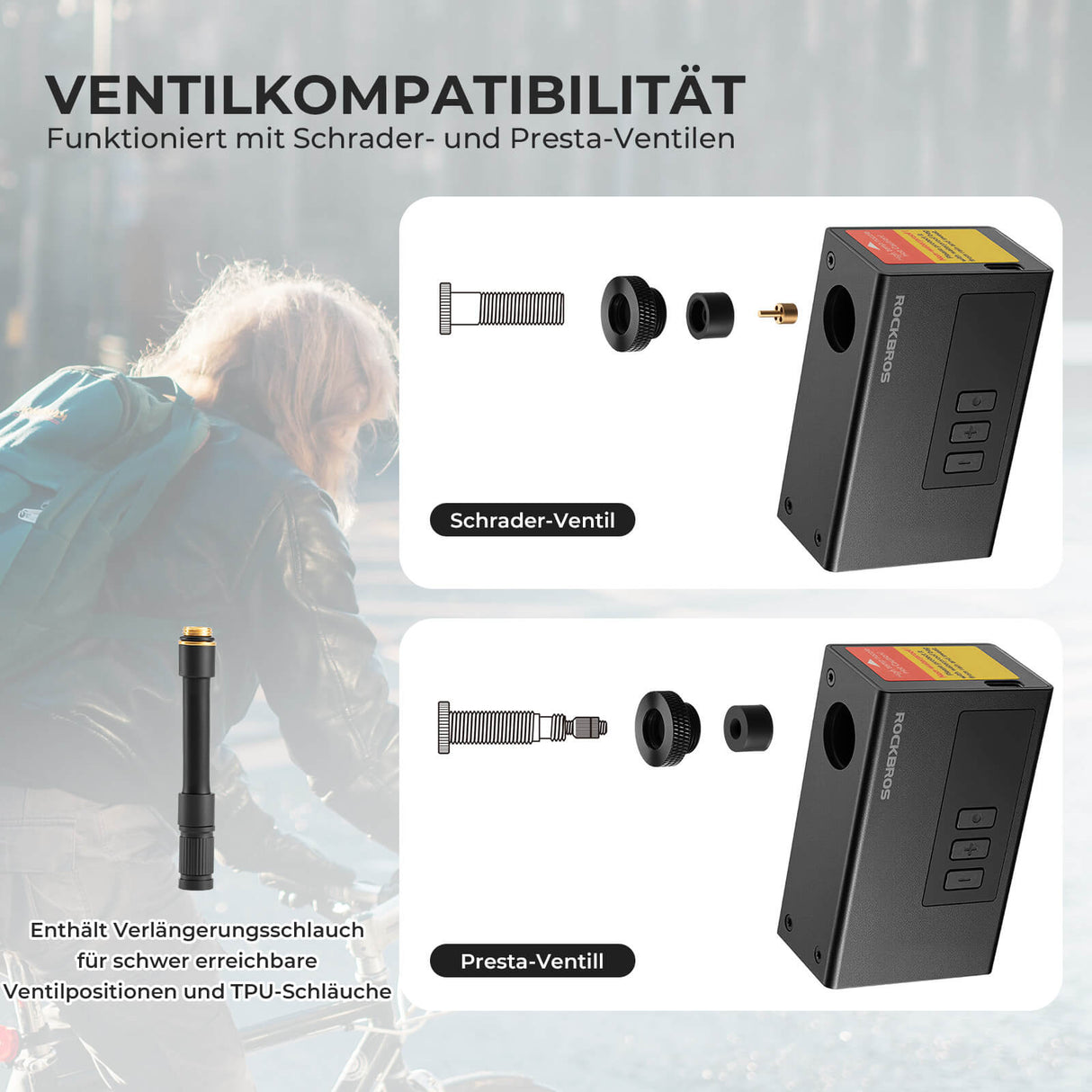 ROCKBROS MINI Elektrische Fahrradpumpe AS240 Pro – Tragbare Kraft für unterwegs!