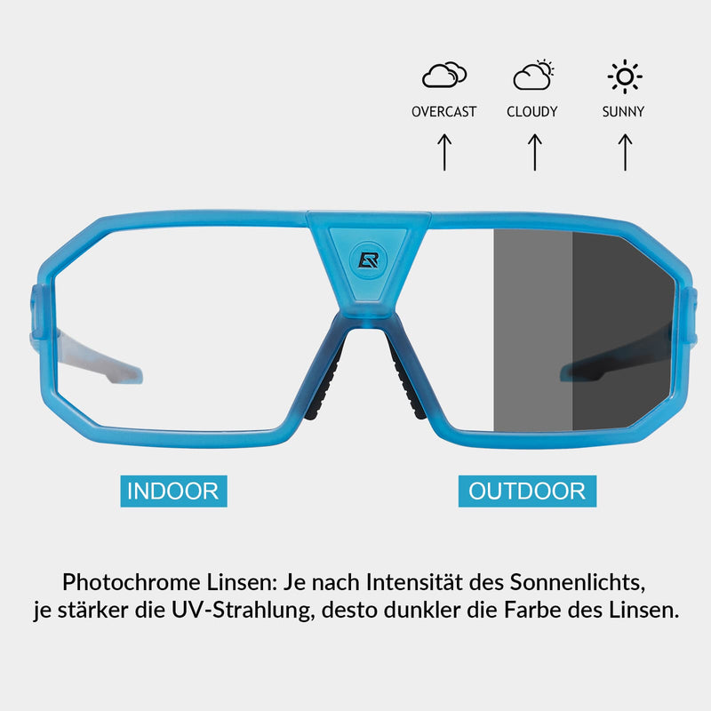 Laden Sie das Bild in Galerie -Viewer, ROCKBROS Photochrome Sonnenbrille UV400-Schutz Fahrradbrille Unisex Blau
