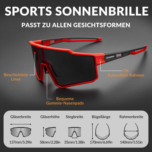 ROCKBROS Polarisiert Fahrradbrille Sport Sonnenbrille für Outdoorsport