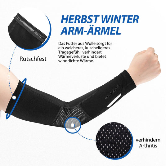 ROCKBROS Radsport Armlinge Winter Anti Rutschen Arm Sleeves S-3XL (1 Paar)