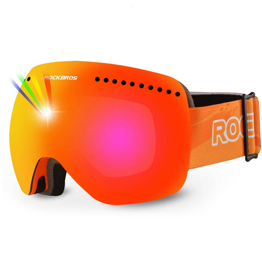 ROCKBROS Skibrille für Damen und Herren Anti-Nebel UV400 Schutz Skibrille Orange