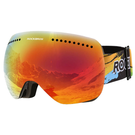 ROCKBROS Skibrille für Damen und Herren Anti-Nebel UV400 Schutz Skibrille Schwarz