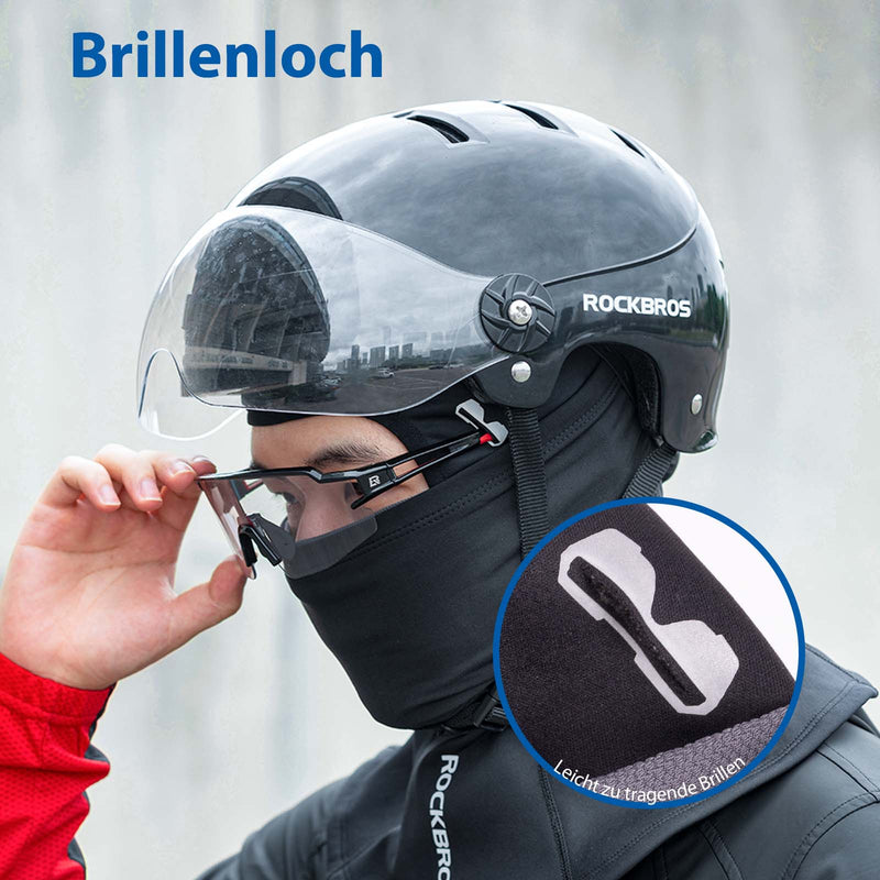 Laden Sie das Bild in Galerie -Viewer, ROCKBROS Winter Balaclava Fahrrad Face mit Brillenloch Unisex Schwarz
