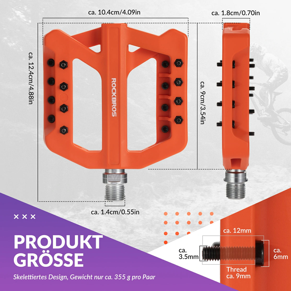 ROCKBROS Fahrradpedale 9/16 Zoll, Mountainbike Pedale aus Nylonfaser