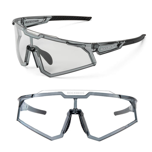 ROCKBROS Sonnenbrille Fahrradbrille Selbsttönend Outdoor UV400 Schutz-Transparentschwarz