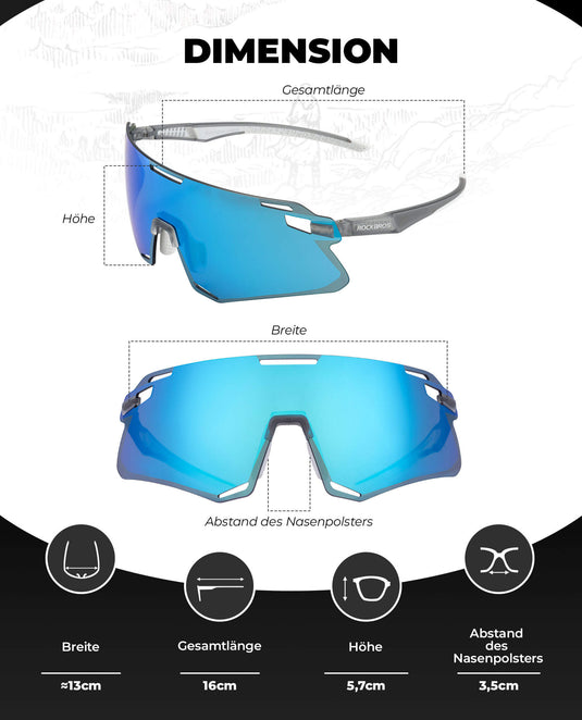 ROCKBROS Sonnenbrille Winddichte Fahrradbrille für Outdoor-Sportarten-Blau