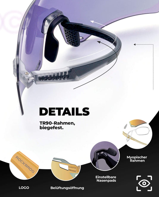 ROCKBROS Sonnenbrille Winddichte Fahrradbrille für Outdoor-Sportarten-Gold