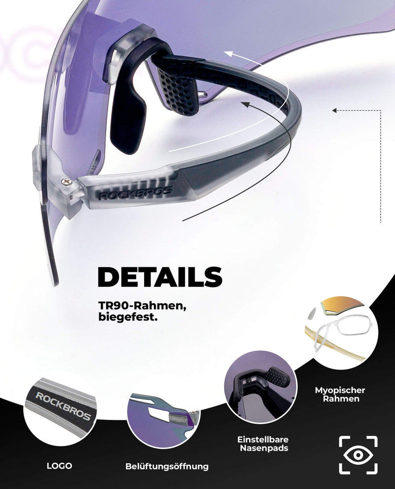 Laden Sie das Bild in Galerie -Viewer, ROCKBROS Sonnenbrille Winddichte Fahrradbrille für Outdoor-Sportarten-Violett
