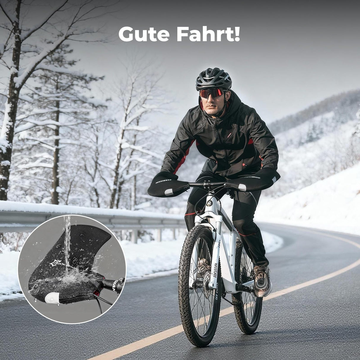 ROCKBROS Winter Handlebar Warmers Windproof Heating Gloves Black
