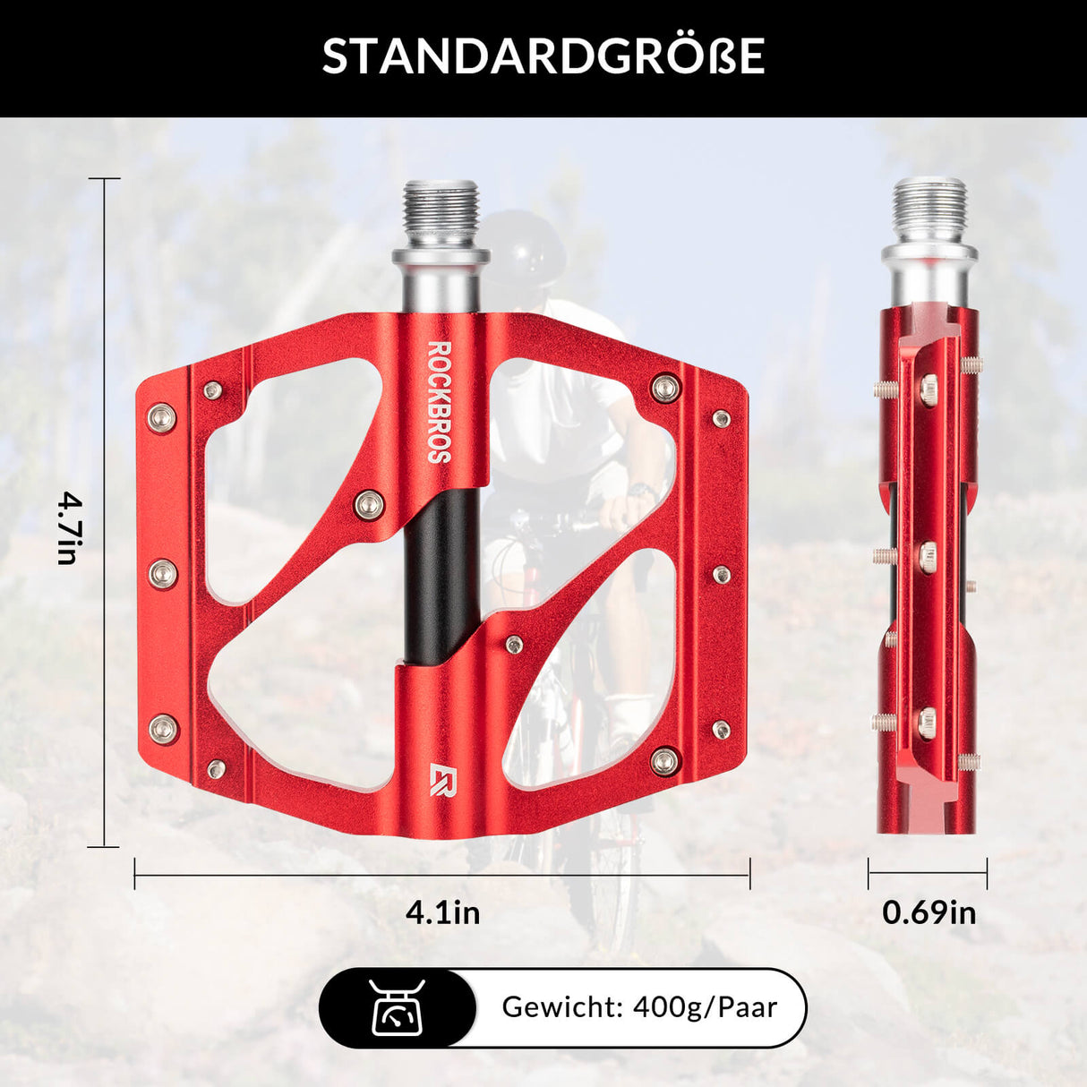 ROCKBROS Aluminium Pedale Leicht Staubdicht mit Antirutschstiften