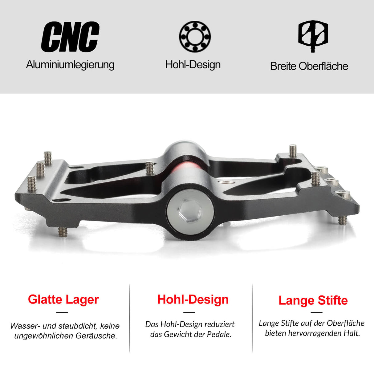 ROCKBROS Aluminium Pedale Leicht Staubdicht mit Antirutschstiften