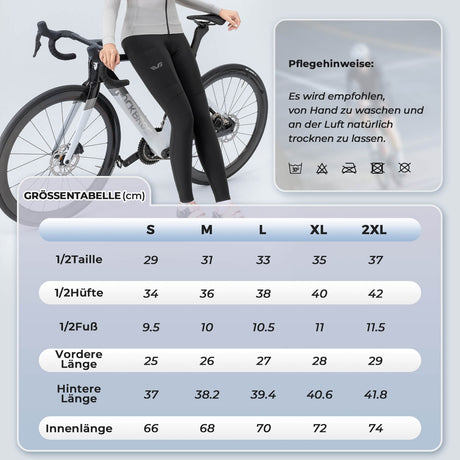 ROCKBROS Damen Winter Fahrradhose Lang Gepolstert Elastisch Atmungsaktiv