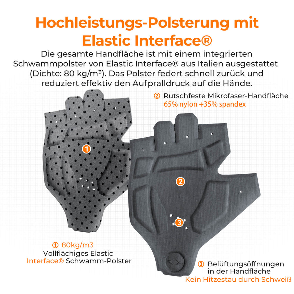 ROCKBROS Elastic Interface® Halbfinger Fahrradhandschuhe mit Gelpolsterung