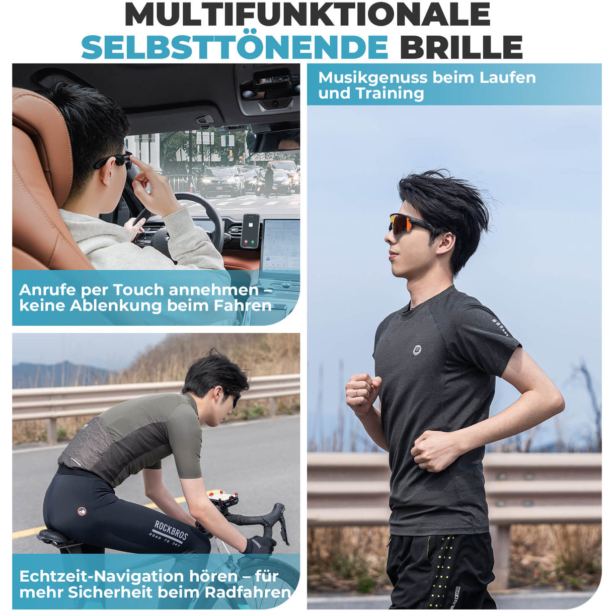 Elektronische Brille Intelligente Fahrradbrille Selbsttönend/Polarisiert - ROCKBROS-EU
