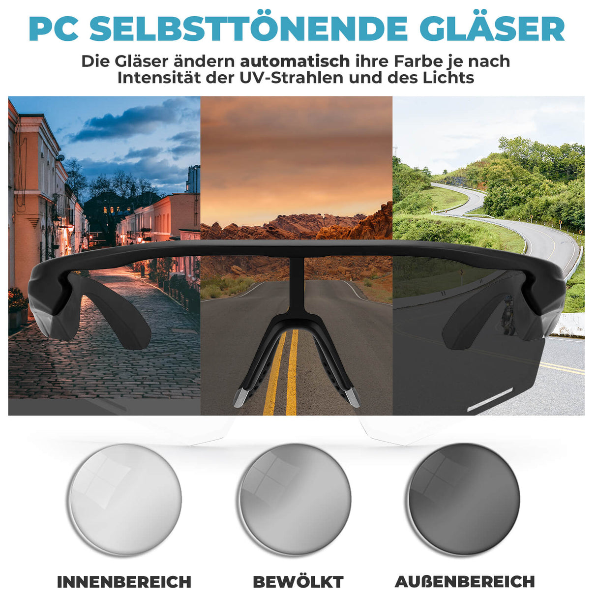 Elektronische Brille Intelligente Fahrradbrille Selbsttönend/Polarisiert - ROCKBROS-EU