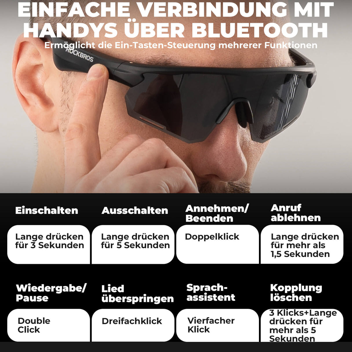 Elektronische Brille Intelligente Fahrradbrille Selbsttönend/Polarisiert - ROCKBROS-EU