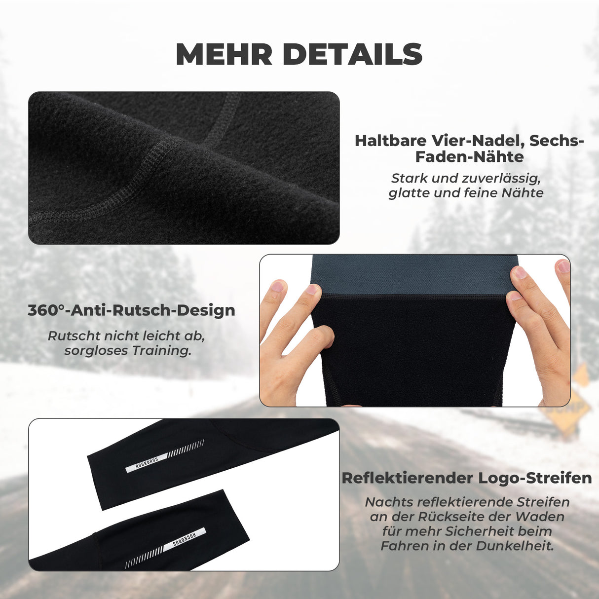 ROCKBROS Fahrrad Beinlinge Warm Rutschfeste Winter Knieschützer Herren Damen