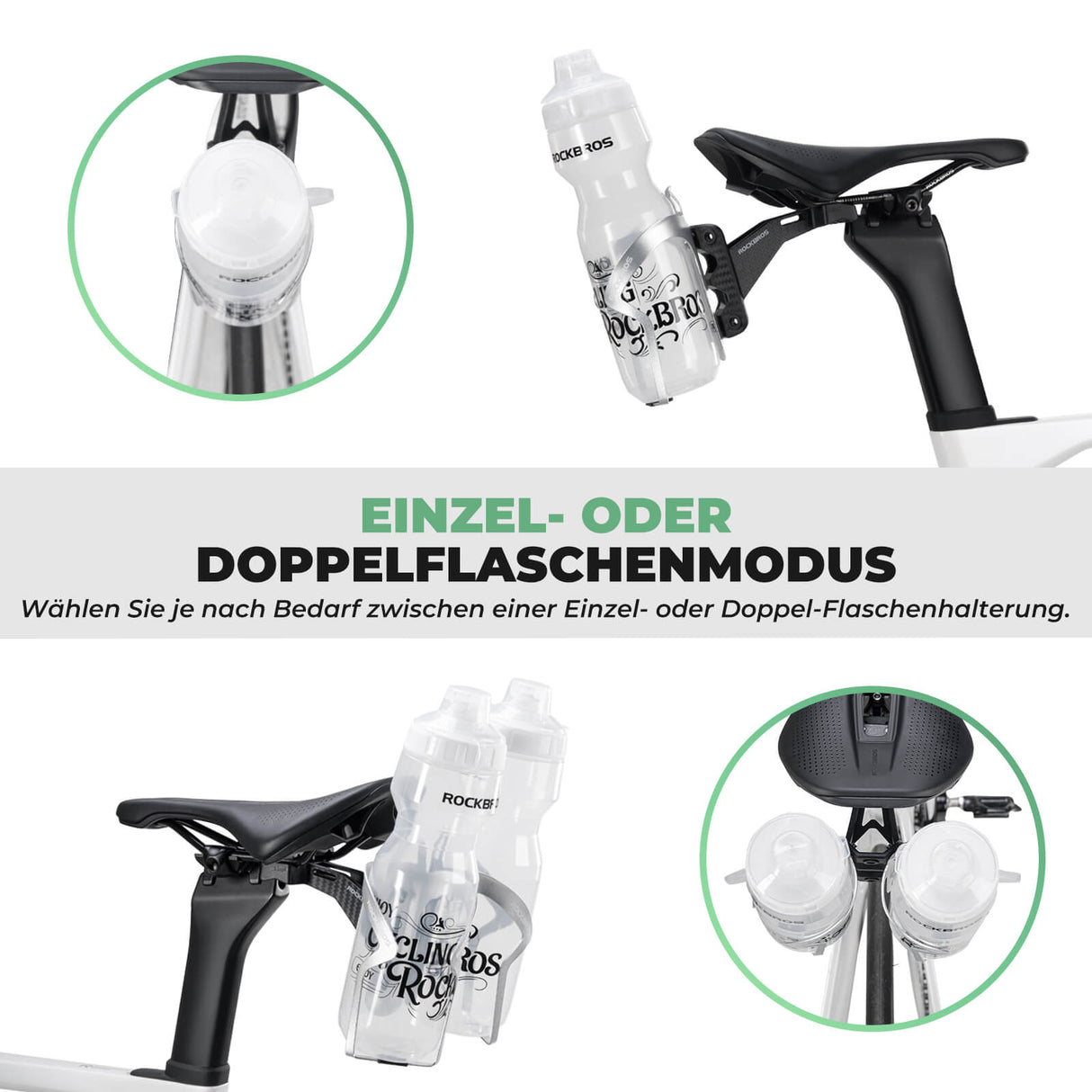 ROCKBROS Fahrrad Flaschenhalter Nahtlos Doppelt Einstellbar Halterung