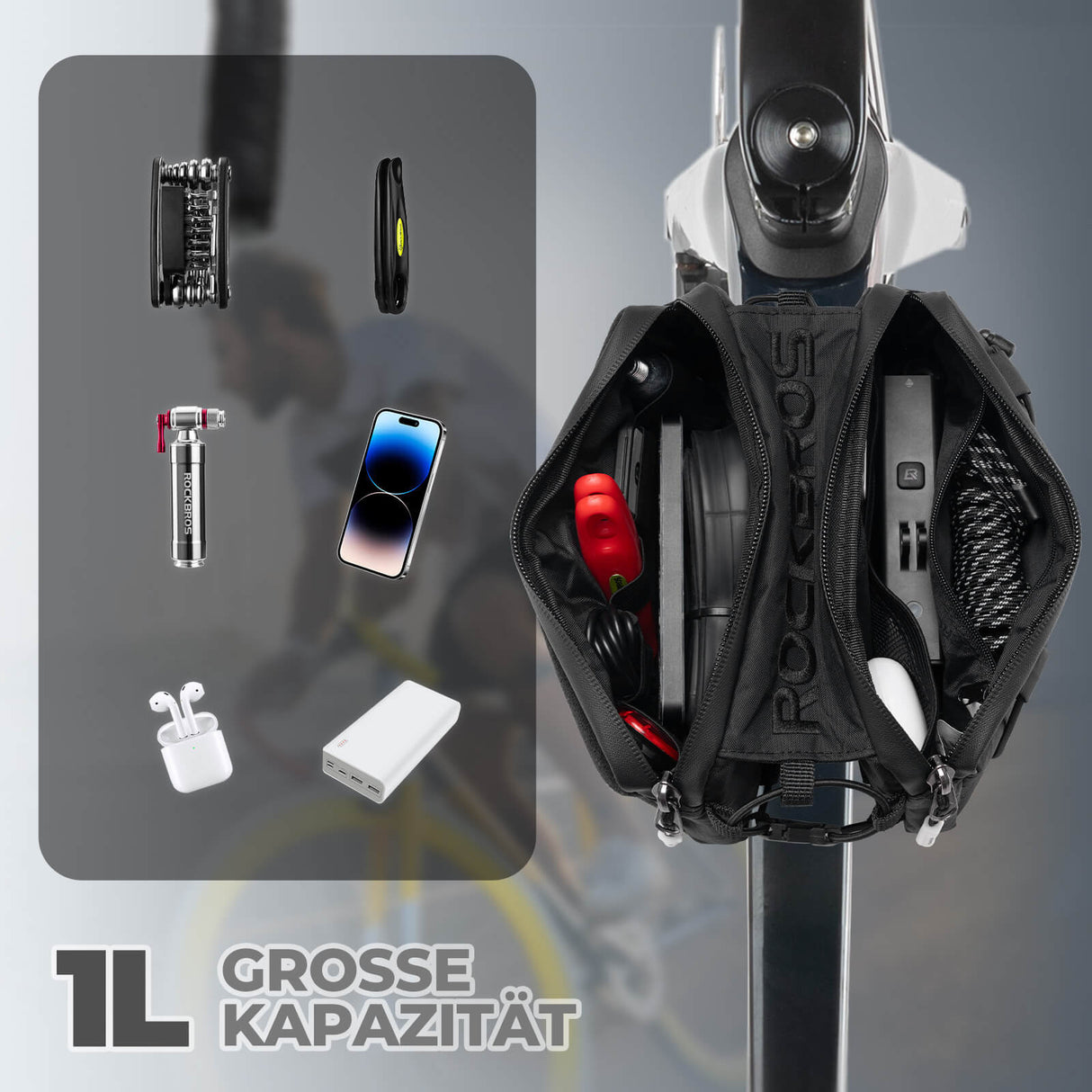 ROCKBROS Fahrrad Oberrohrtasche Rahmentasche mit Schultergurt