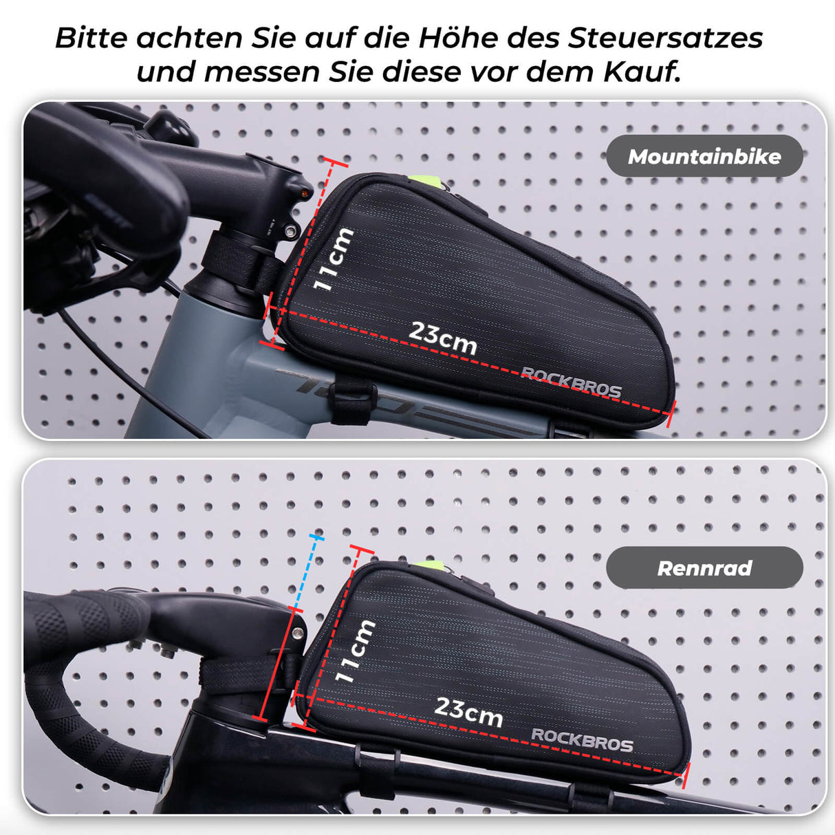 ROCKBROS Fahrrad Oberrohrtasche/Satteltasche 1,1L mit Innenfächern