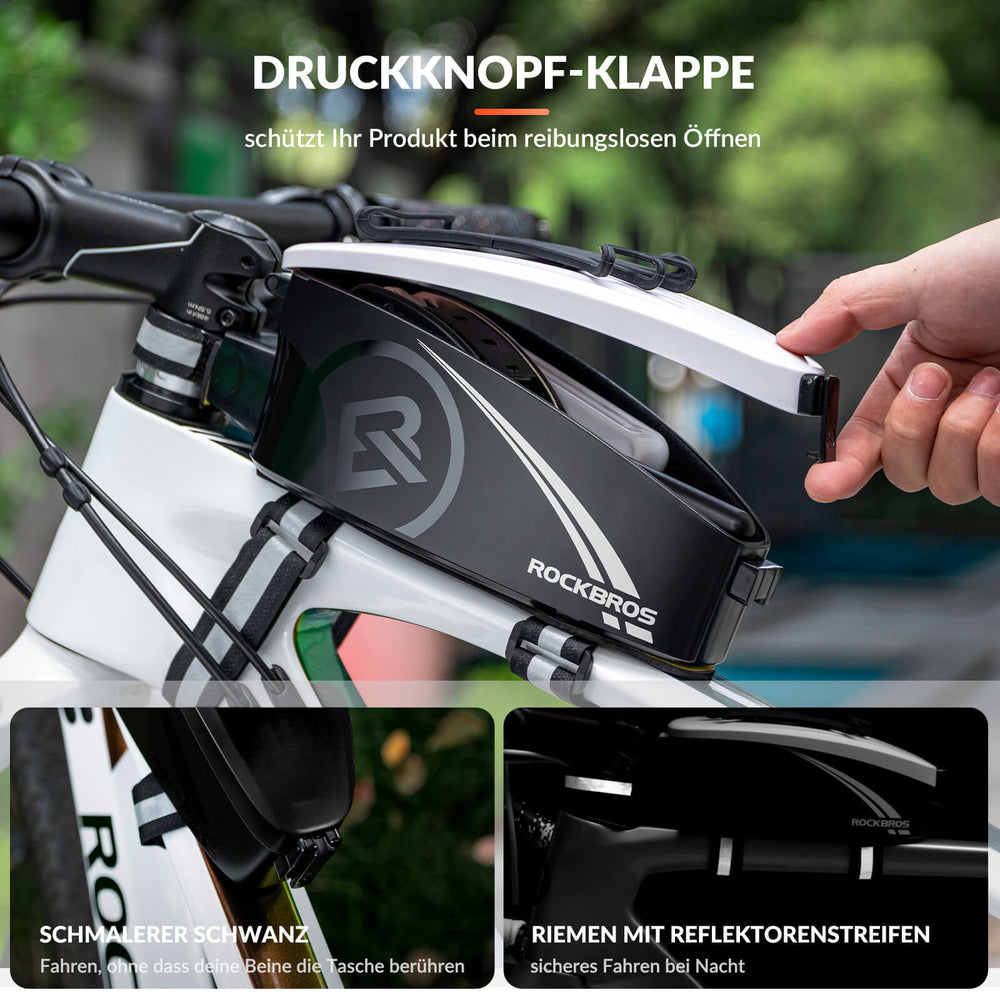 ROCKBROS Fahrrad Rahmentasche Oberrohrtasche mit Regenschutz-Weiß