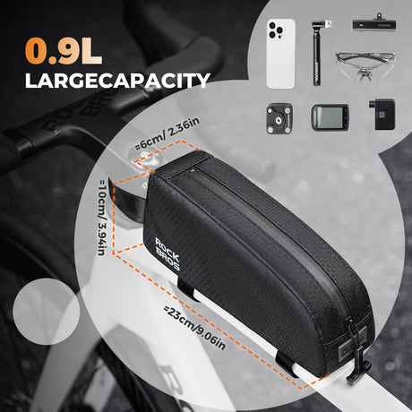 ROCKBROS Fahrrad Rahmentasche wasserabweisend Oberrohrtasche 0,9L Schwarz