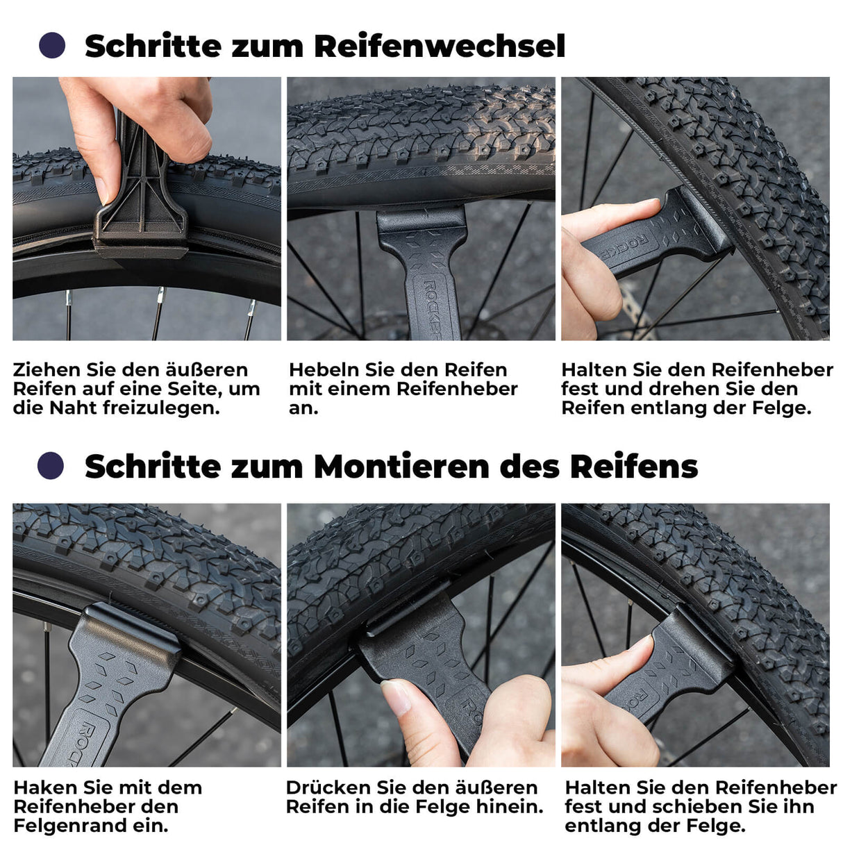 Fahrrad 2-IN-1 Reifenheber Fahrradwerkzeug Tragbar - ROCKBROS-EU