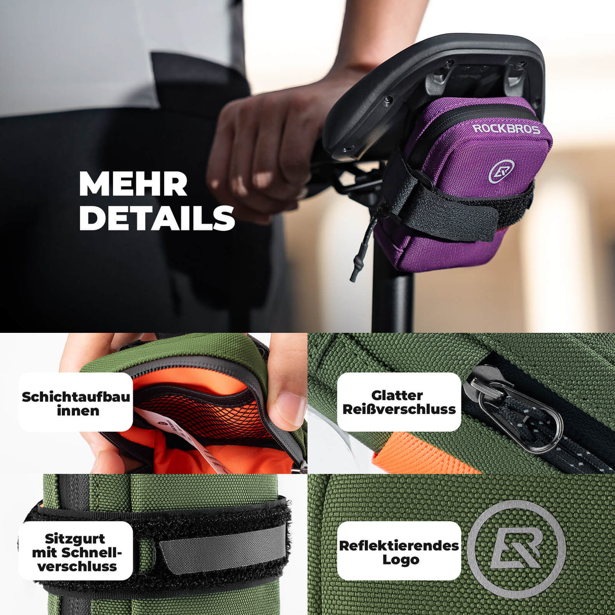 ROCKBROS Fahrrad Satteltasche Kompakte Aufbewahrungstasche Rennrad MTB