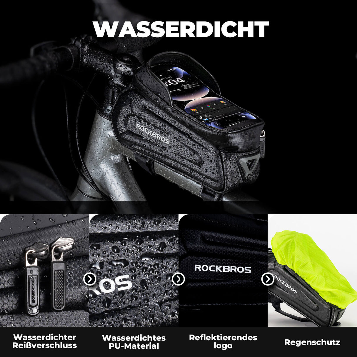 ROCKBROS Fahrrad Wasserdicht Handytasche mit Touchscreen B68 Kleine Version