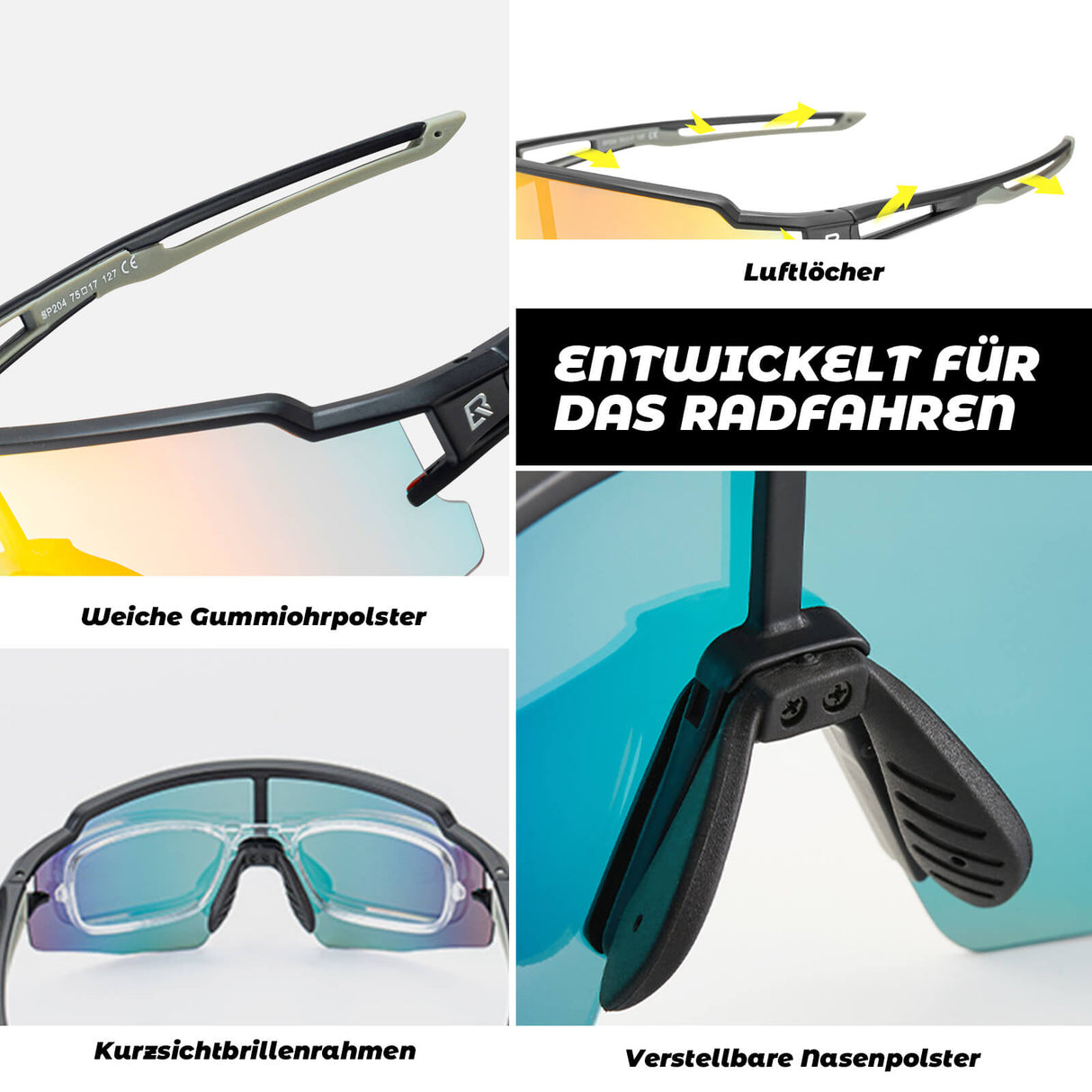 ROCKBROS Fahrradbrille Photochromatisch Sonnenbrille UV400-Schutz Leicht-Rot
