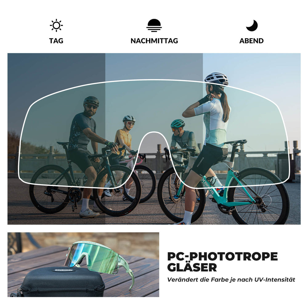 ROCKBROS Fahrradbrille Selbsttönend/Polarisiert Antibeschlag Winddicht UV-Schutz-Grün