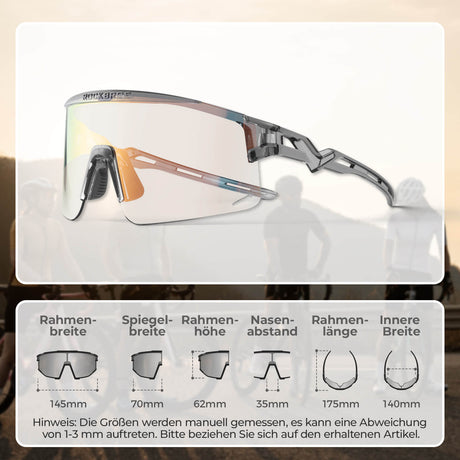 ROCKBROS Fahrradbrille Selbsttönend/Polarisiert Antibeschlag Winddicht UV-Schutz-Klargrau