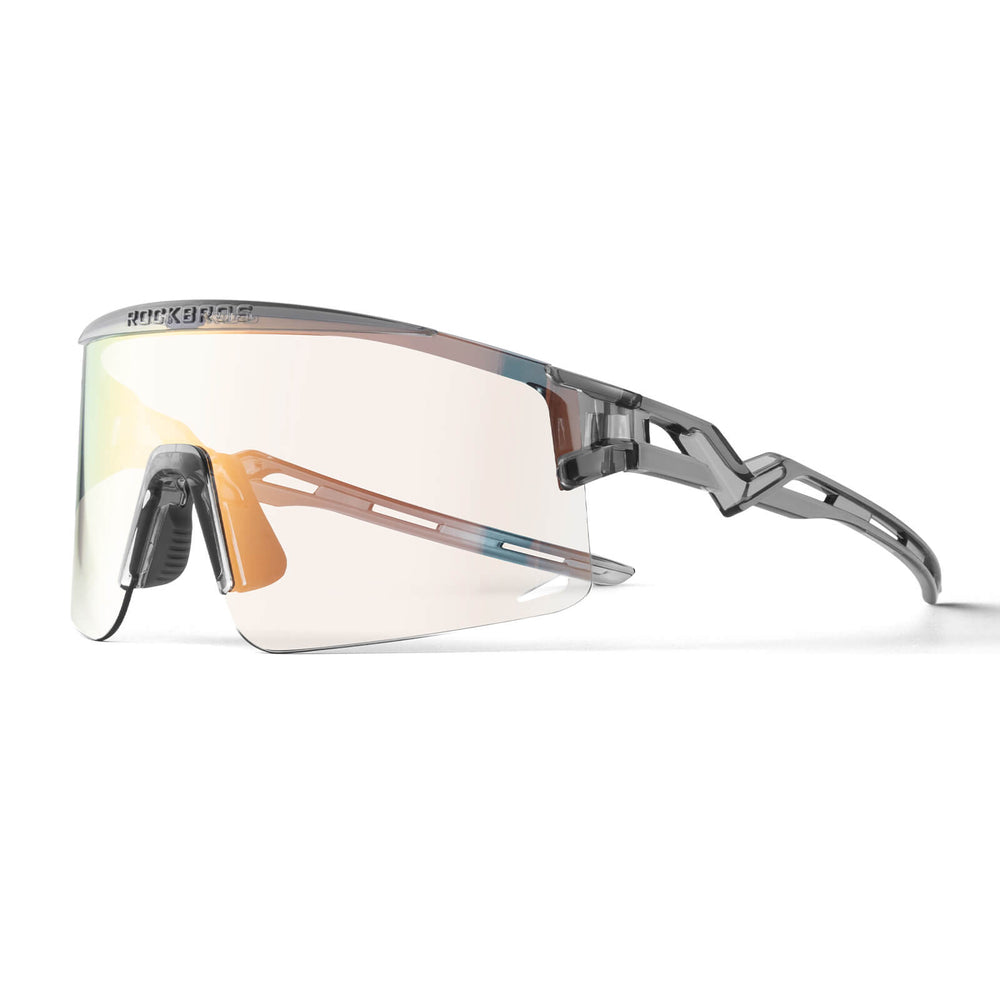 ROCKBROS Fahrradbrille Selbsttönend/Polarisiert Antibeschlag Winddicht UV-Schutz-Klargrau