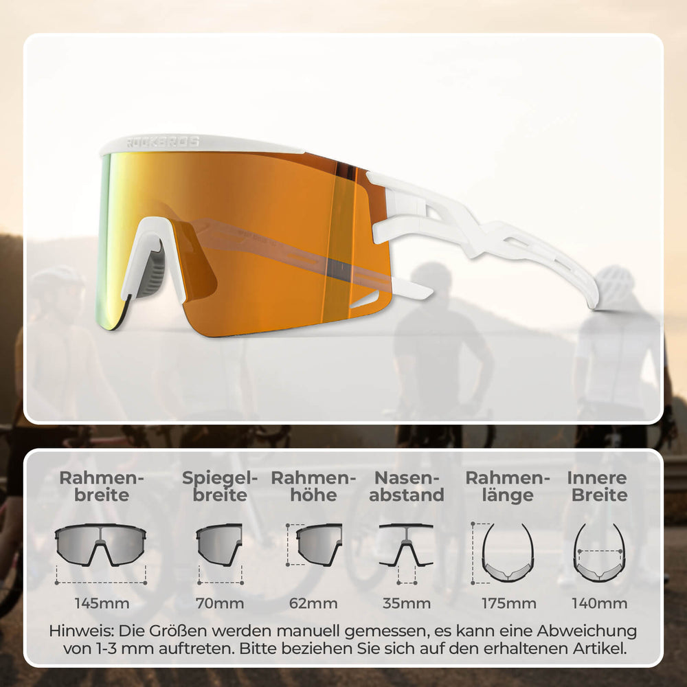 ROCKBROS Fahrradbrille Selbsttönend/Polarisiert Antibeschlag Winddicht UV-Schutz-Polarisierend-Weiß