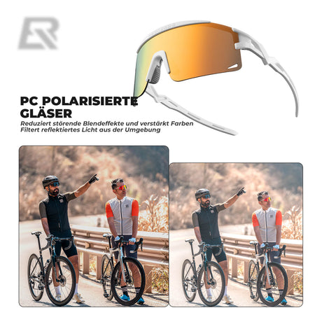 ROCKBROS Fahrradbrille Selbsttönend/Polarisiert Antibeschlag Winddicht UV-Schutz-Polarisierend-Weiß