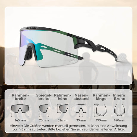 ROCKBROS Fahrradbrille Selbsttönend/Polarisiert Antibeschlag Winddicht UV-Schutz-Schwarz