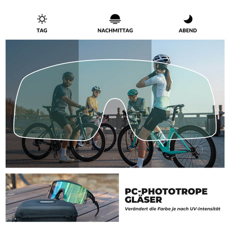 ROCKBROS Fahrradbrille Selbsttönend/Polarisiert Antibeschlag Winddicht UV-Schutz-Schwarz