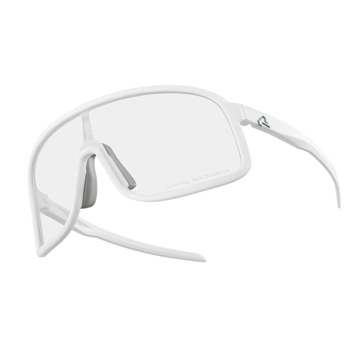 ROCKBROS Fahrradbrille Selbsttönend Sonnenbrille UV400-Schutz verstellbar Nasenpad-Weiß (Antibeschlag-Glas)