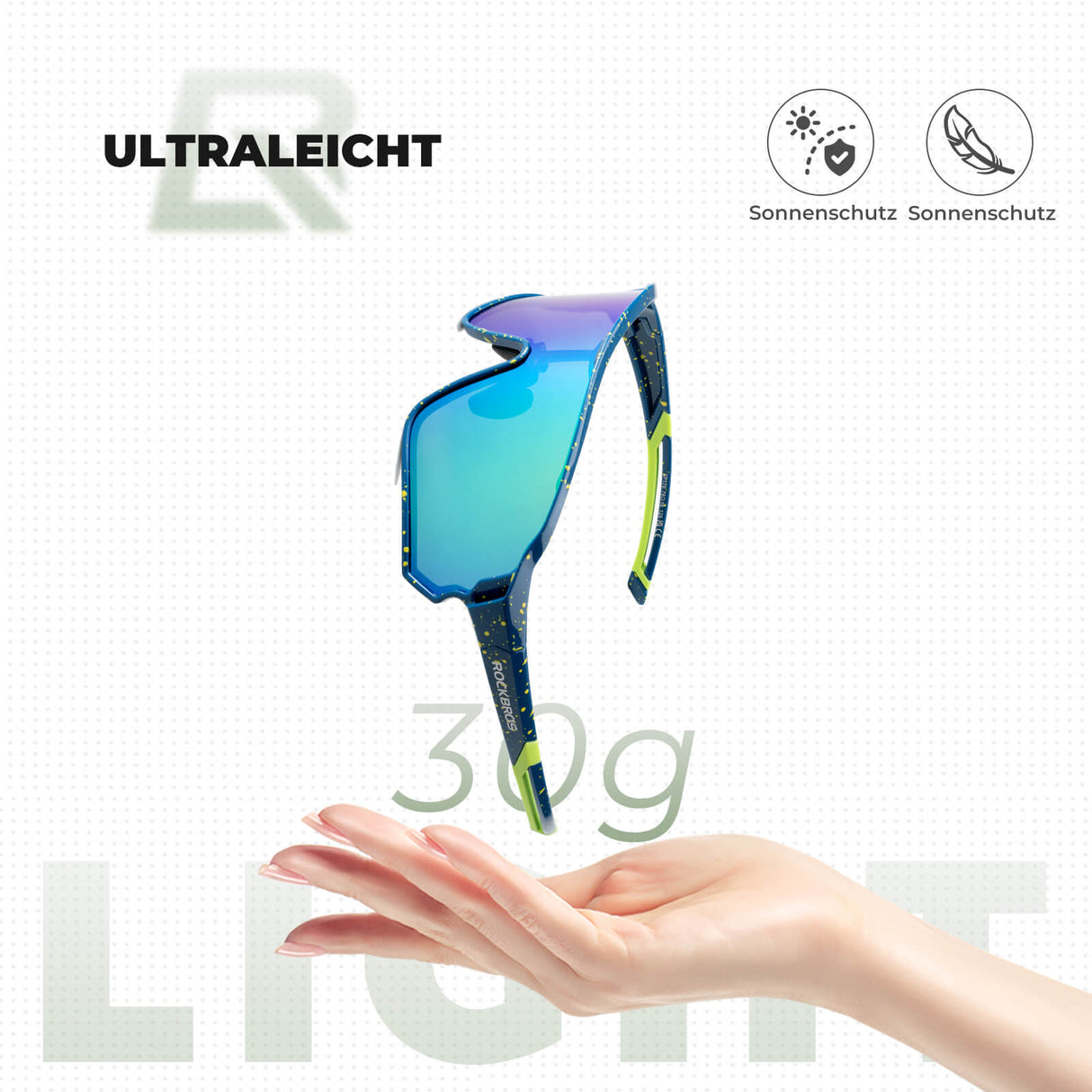 ROCKBROS Fahrradbrille Sonnenbrille Photochrom/Polarisiert UV400 Ultraleicht-Polarisiert - Blau-Grün
