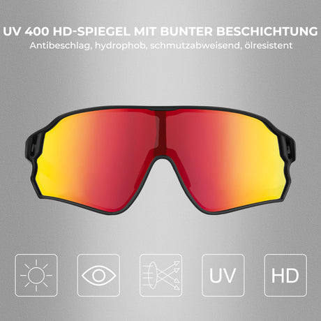 ROCKBROS Fahrradbrille Sonnenbrille Polarisiert UV400 Ultraleicht Blau-Gelb-Schwarz