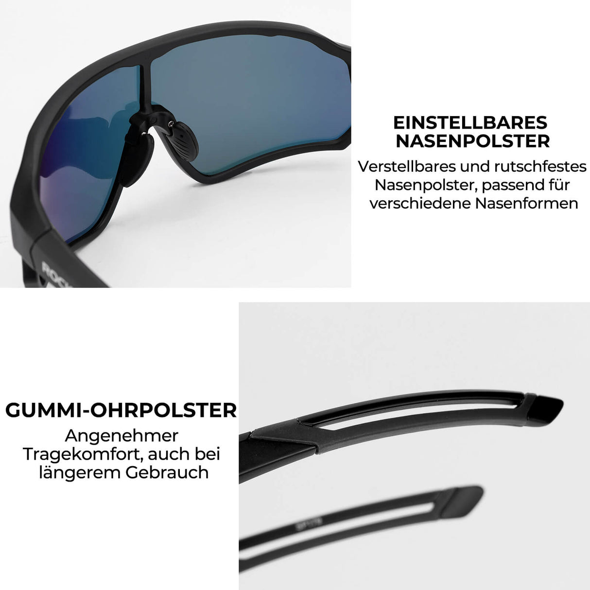 ROCKBROS Fahrradbrille Sonnenbrille Polarisiert UV400 Ultraleicht Blau-Gelb-Schwarz