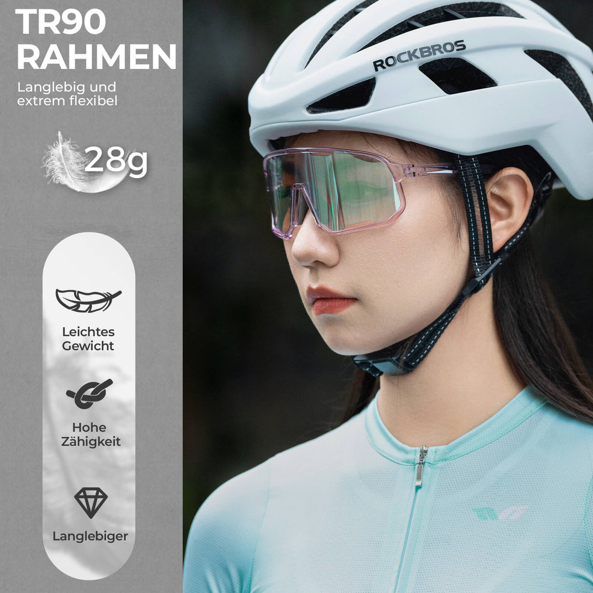 ROCKBROS Fahrradbrille Selbsttönende UV-Schutz Wechsel-Nasenpads Damen/Herren